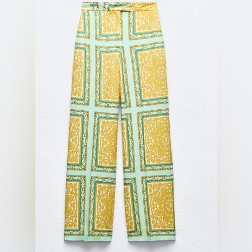 Zara Boho Printed Linen Trousers